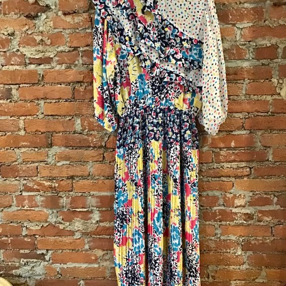 VINTAGE 1980S SUSAN FREIS MIXED PRINT DRESS-S/M - Picture 8 of 9